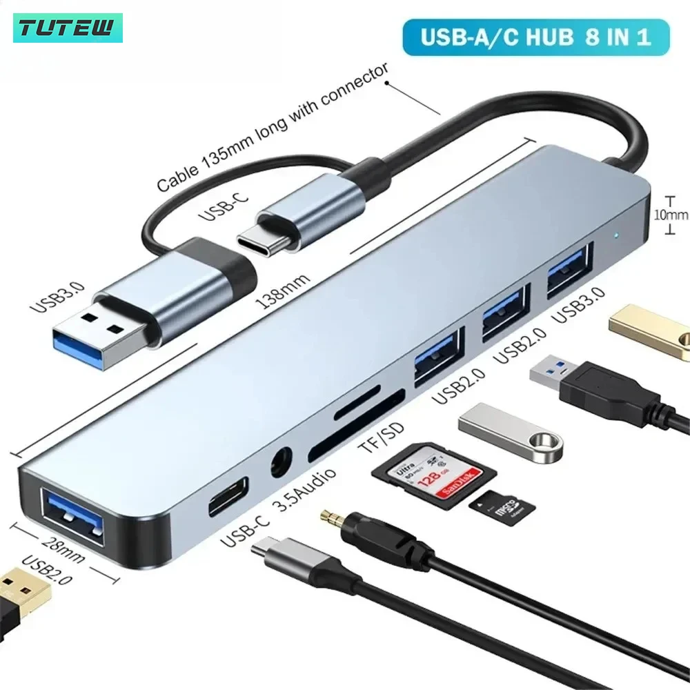 8 in 1 USB C 허브 USB 스플리터 USB 익 - Audio Music Splitter 리뷰 및 가격