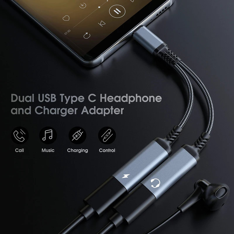 OTG 2 in 1 USB C 스플리터 듀얼 타입 US - Audio Music Splitter 리뷰 및 가격